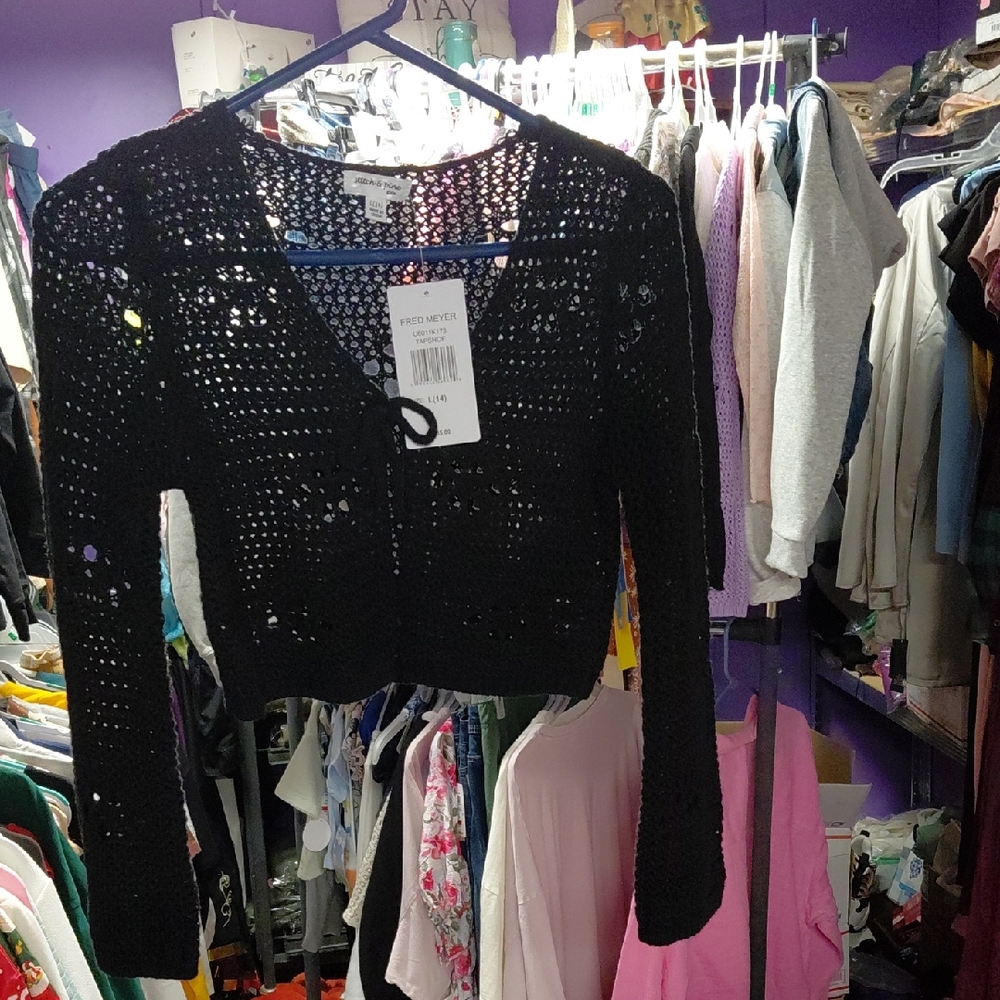 Girls Black Knit Cardigan